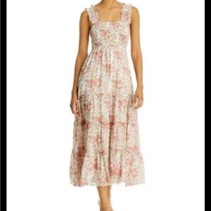 Lucy Paris Pink and Cream Smocked Floral Dress